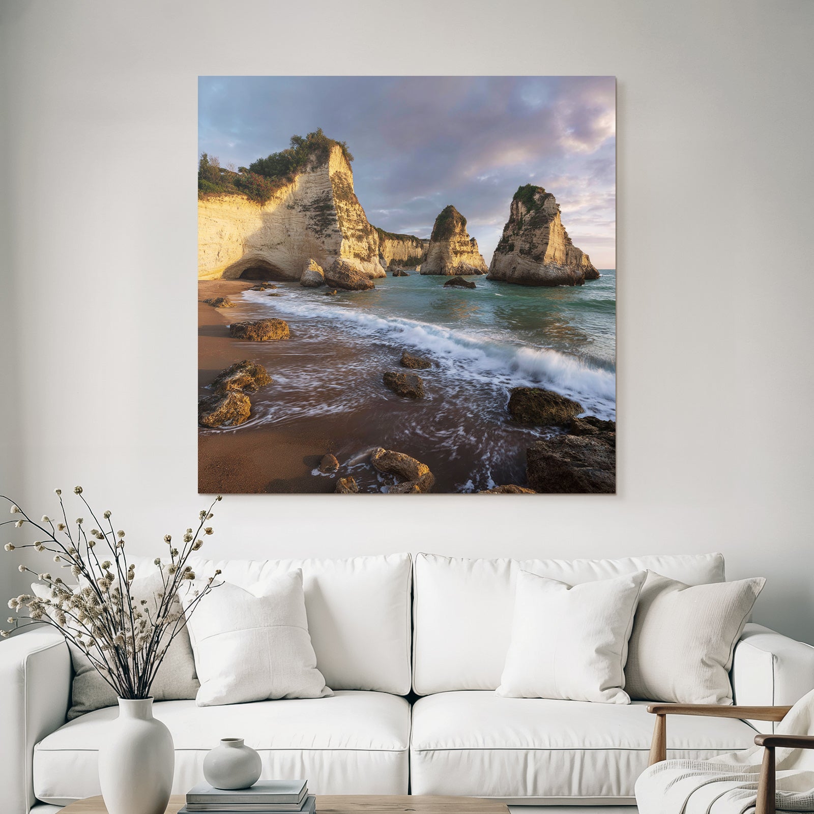 Forests and meadows Dramatic coastal landscape with rocks and beach