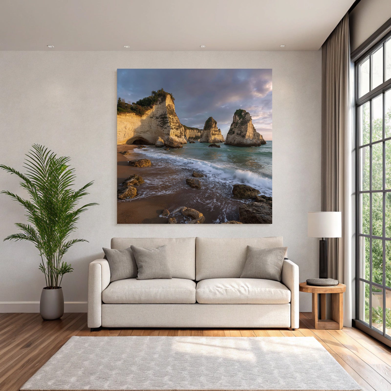 Forests and meadows Dramatic coastal landscape with rocks and beach