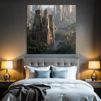 Forests and meadows Fantastic landscape Gothic architecture Mystical atmosphere
