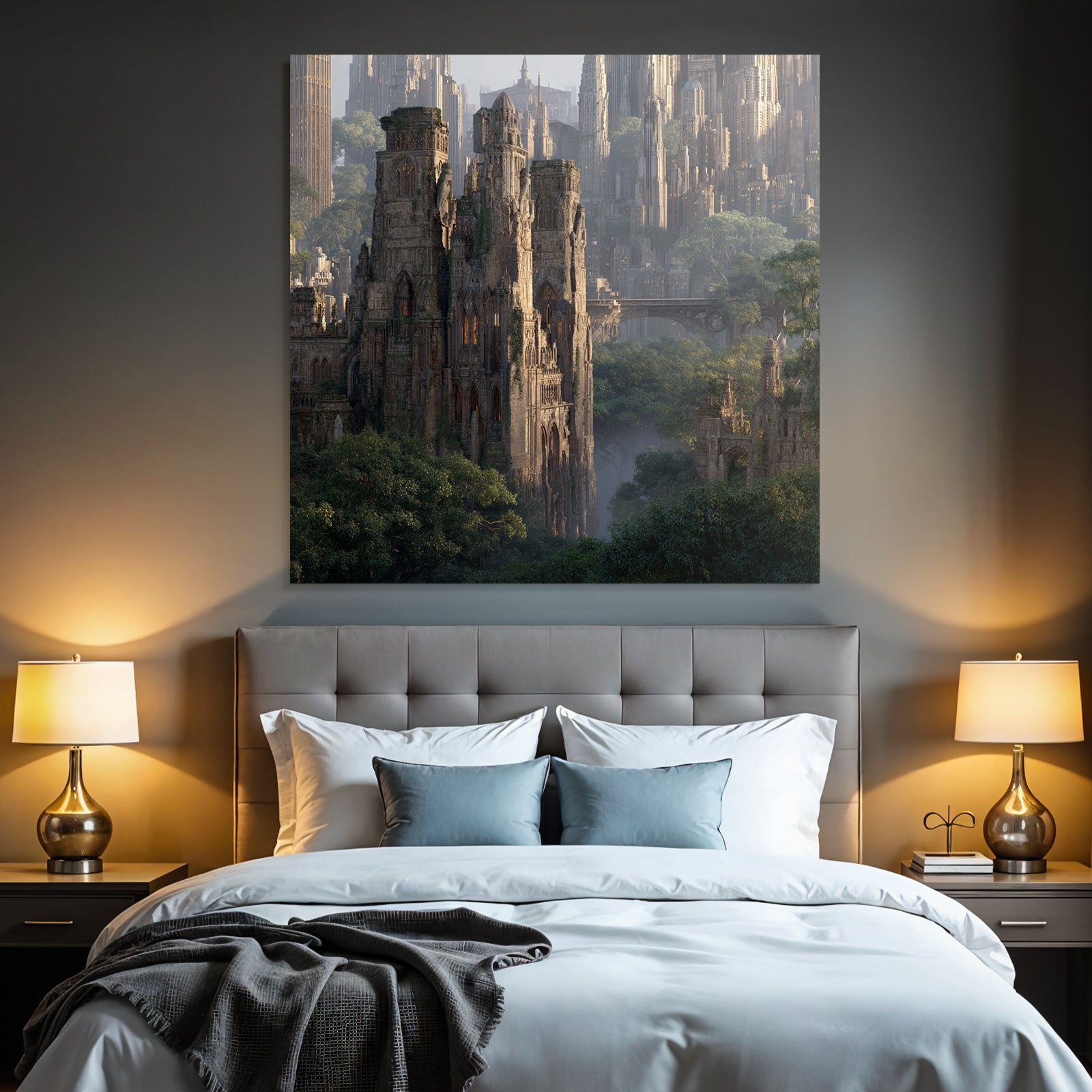 Forests and meadows Fantastic landscape Gothic architecture Mystical atmosphere