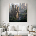 Forests and meadows Fantastic landscape Gothic architecture Mystical atmosphere