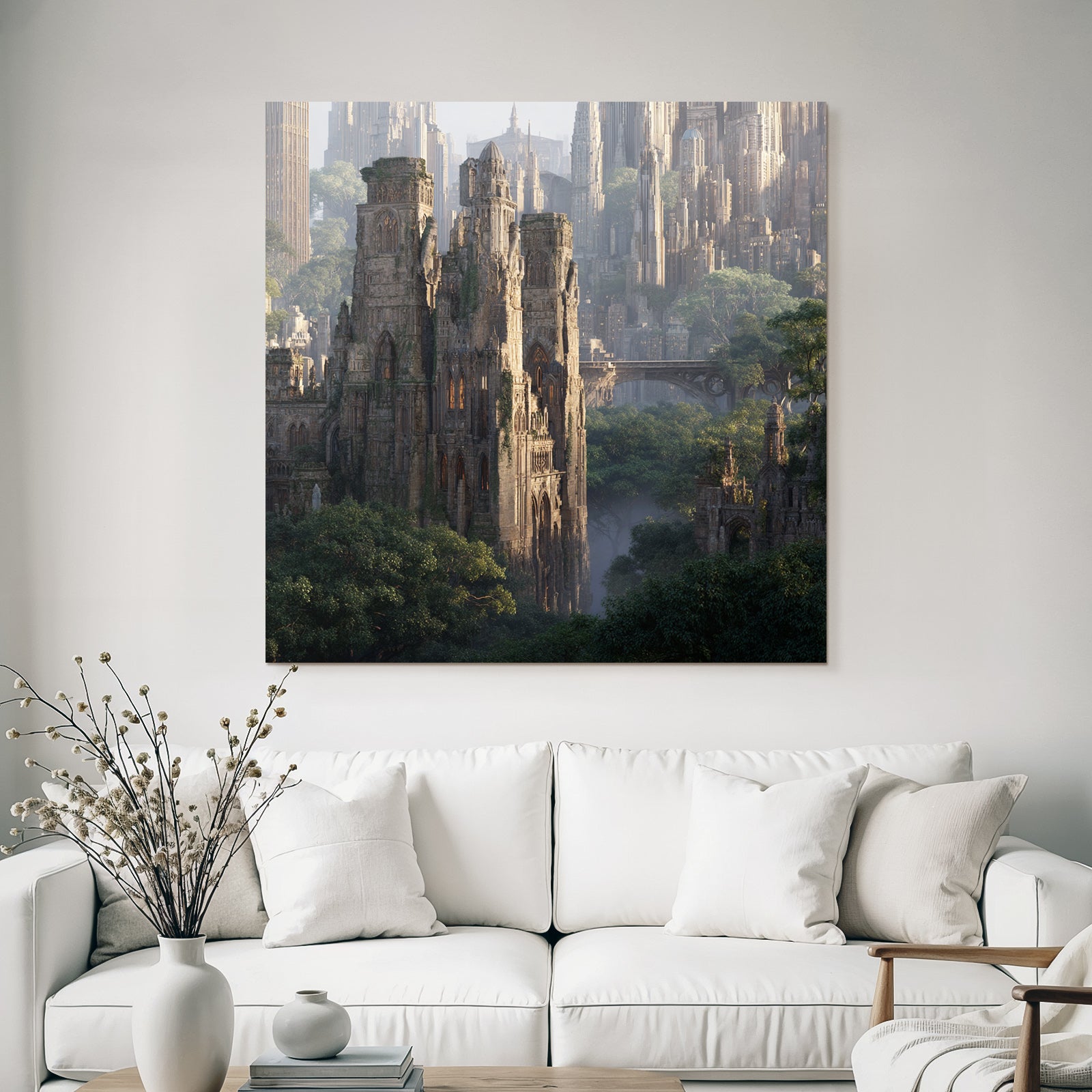 Forests and meadows Fantastic landscape Gothic architecture Mystical atmosphere