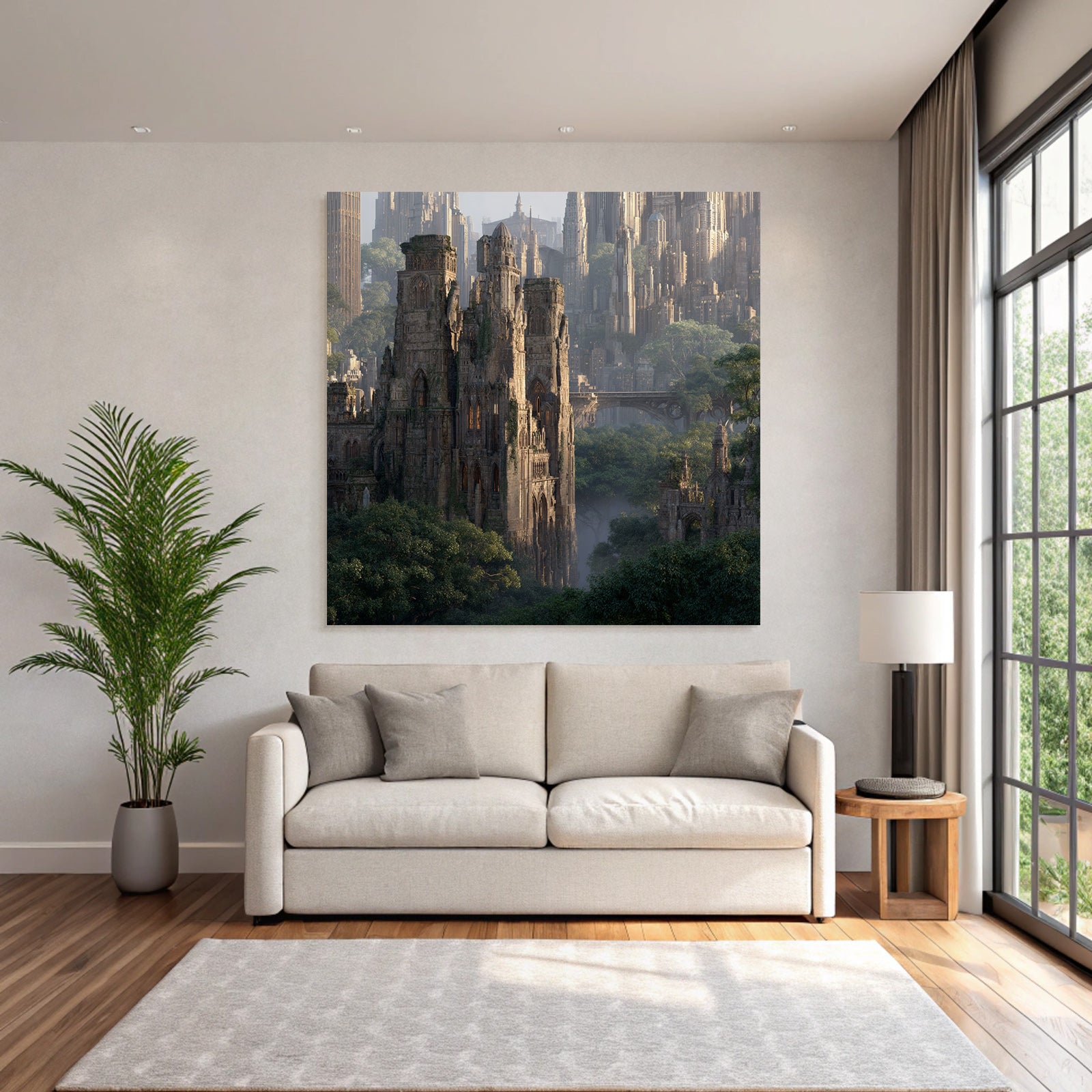 Forests and meadows Fantastic landscape Gothic architecture Mystical atmosphere