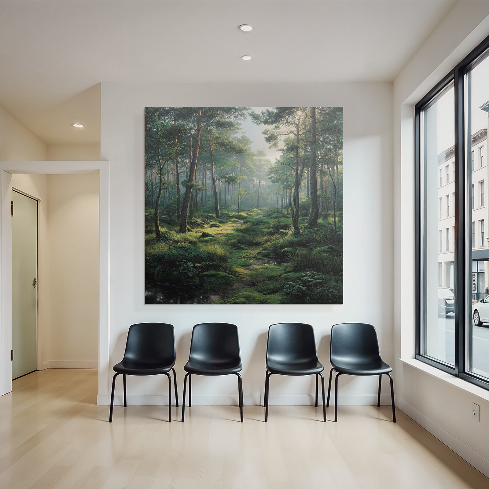 Forests and meadows, peaceful forest with trees, light, play and electricity, path, stream