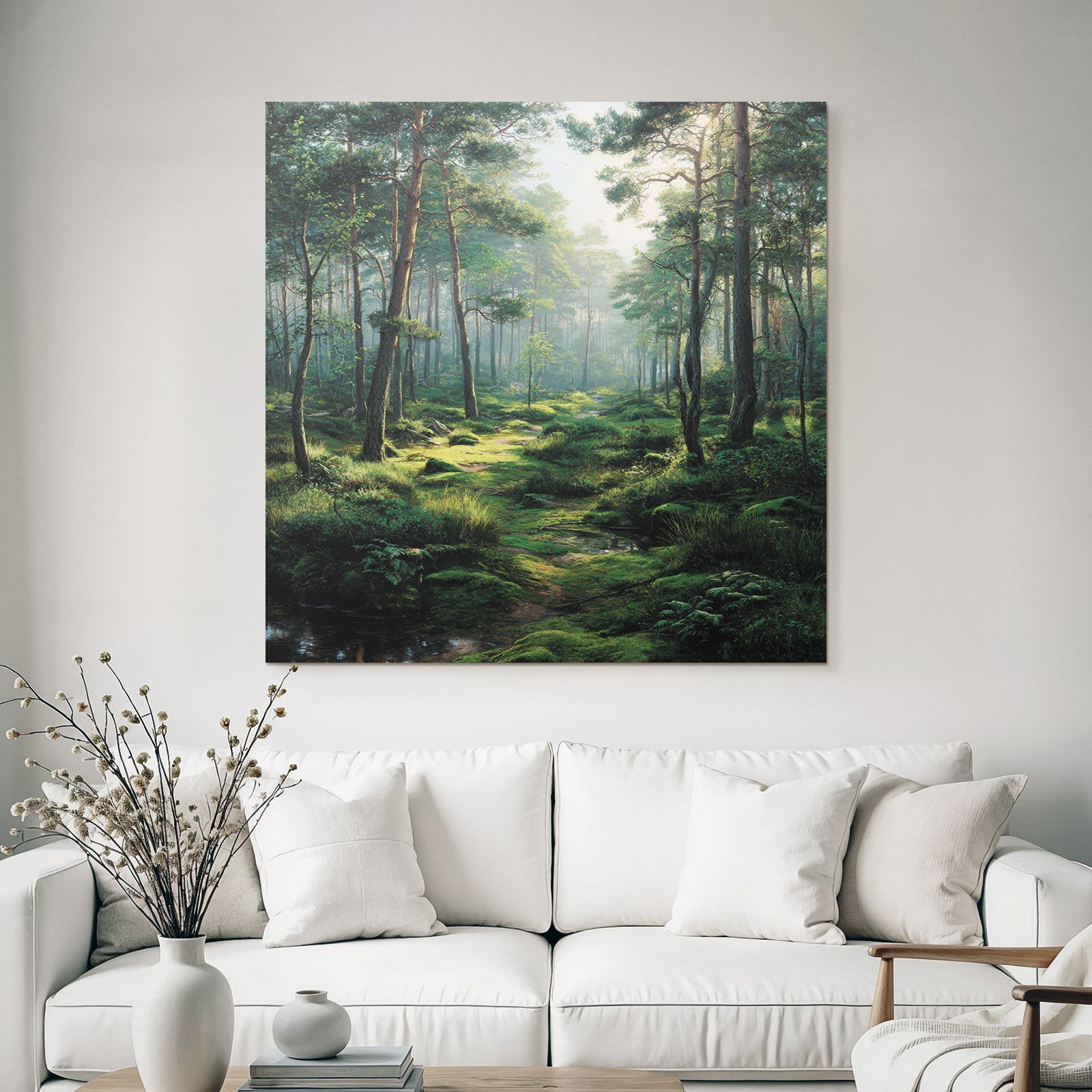 Forests and meadows, peaceful forest with trees, light, play and electricity, path, stream