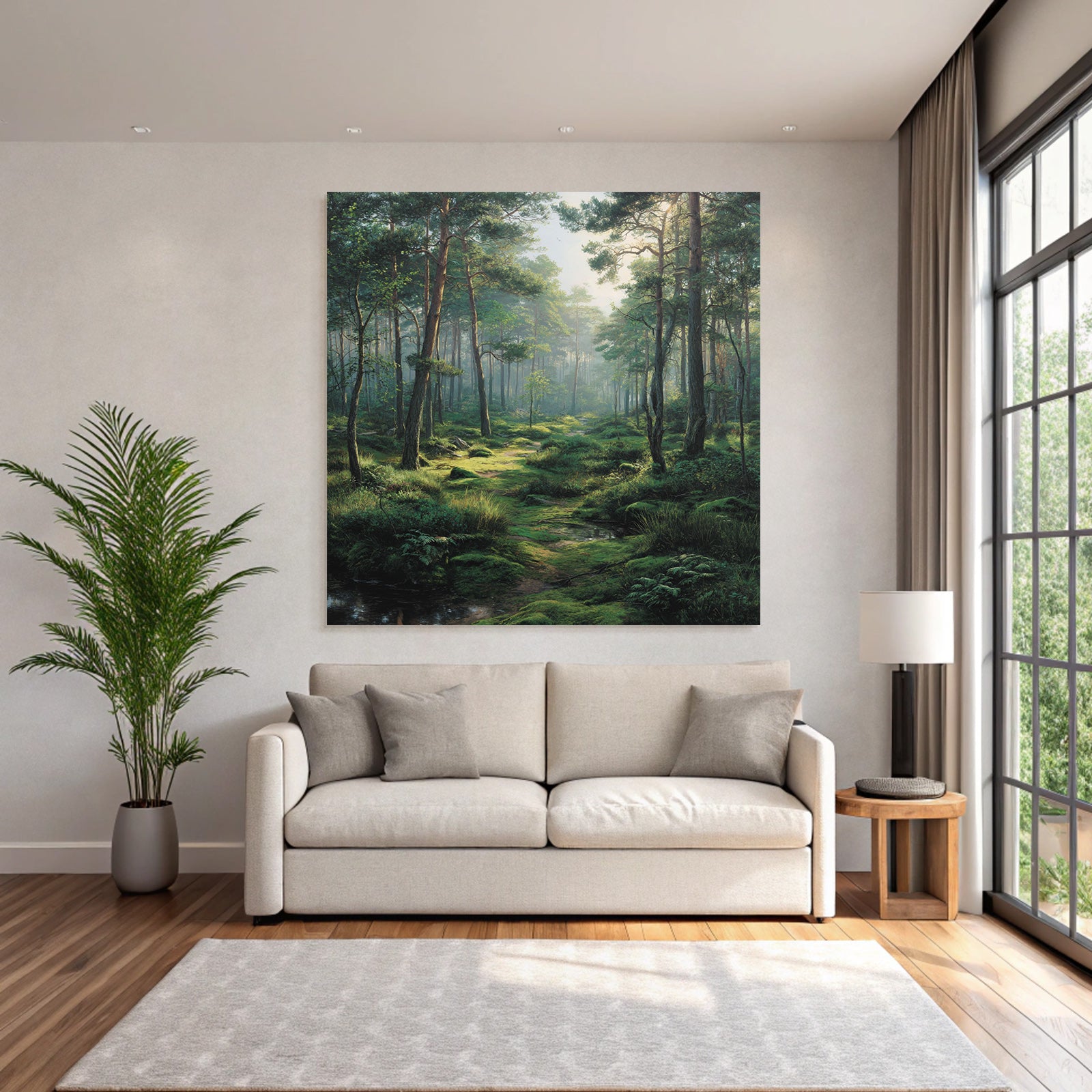 Forests and meadows, peaceful forest with trees, light, play and electricity, path, stream