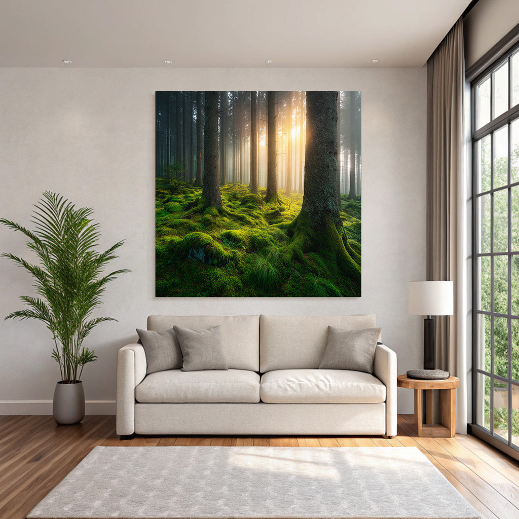 Forests and meadows Peaceful forest with moss and soft light