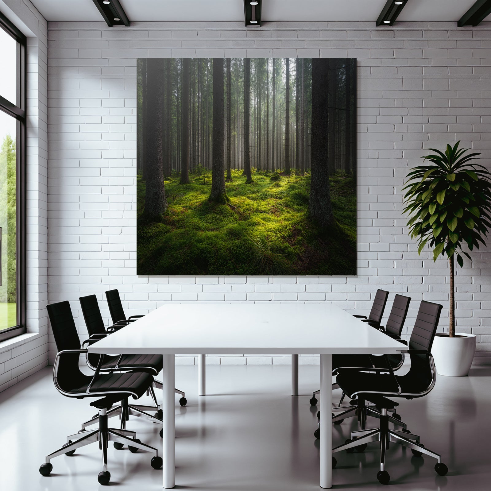Forests and meadows Peaceful forest with fog and green moss