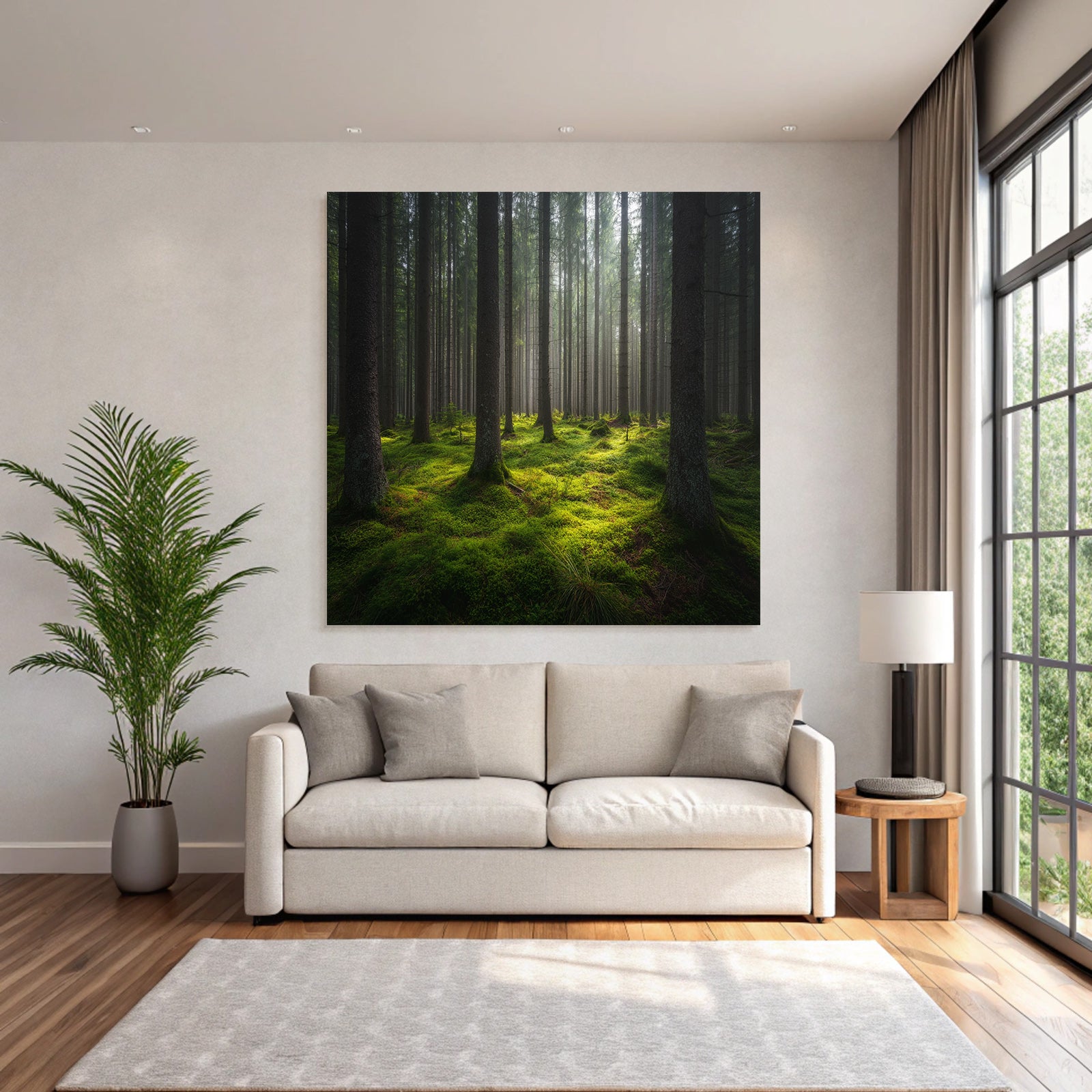 Forests and meadows Peaceful forest with fog and green moss
