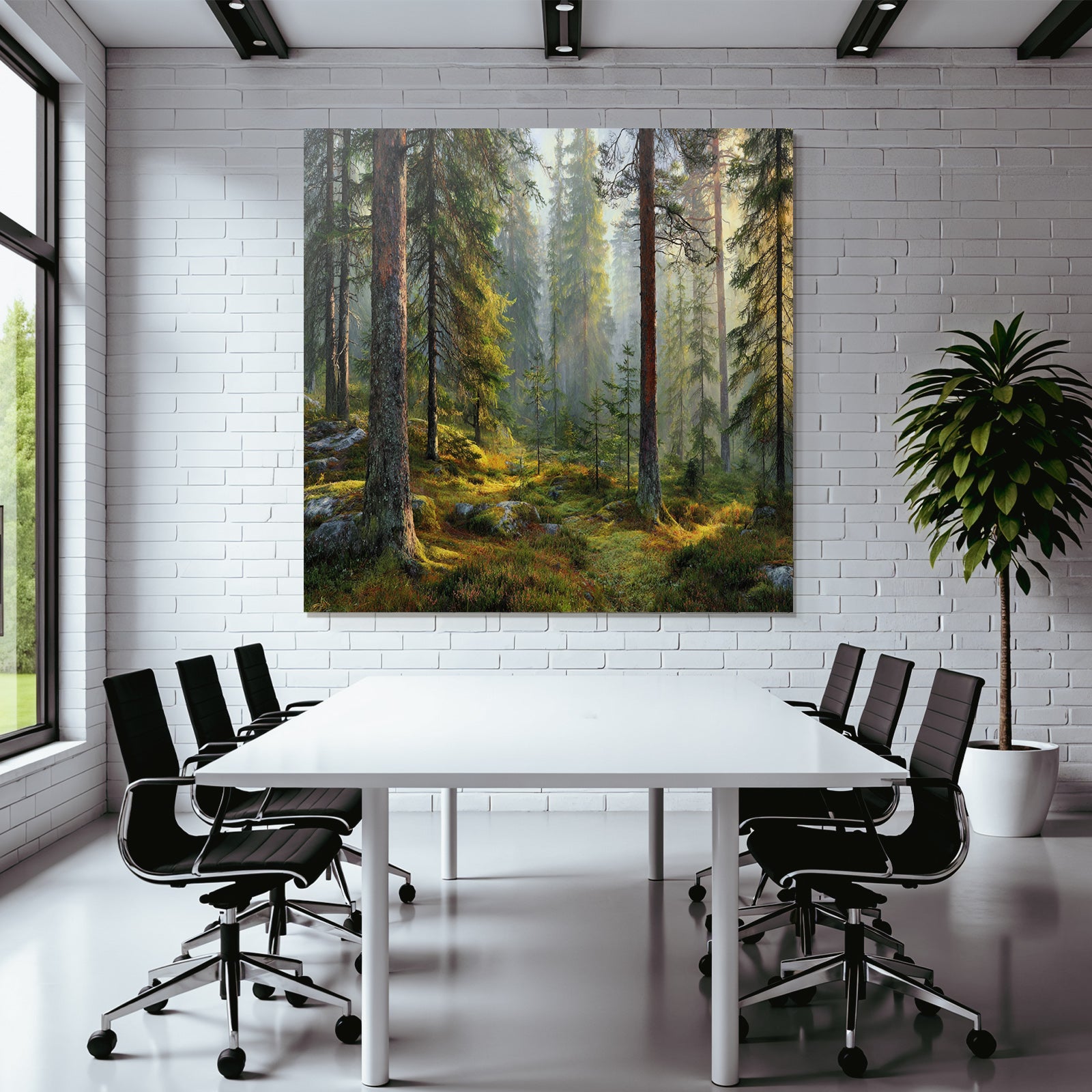 Forests and meadows Peaceful forest with fir trees and soft light