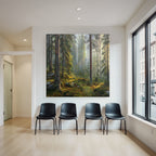 Forests and meadows Peaceful forest with fir trees and soft light