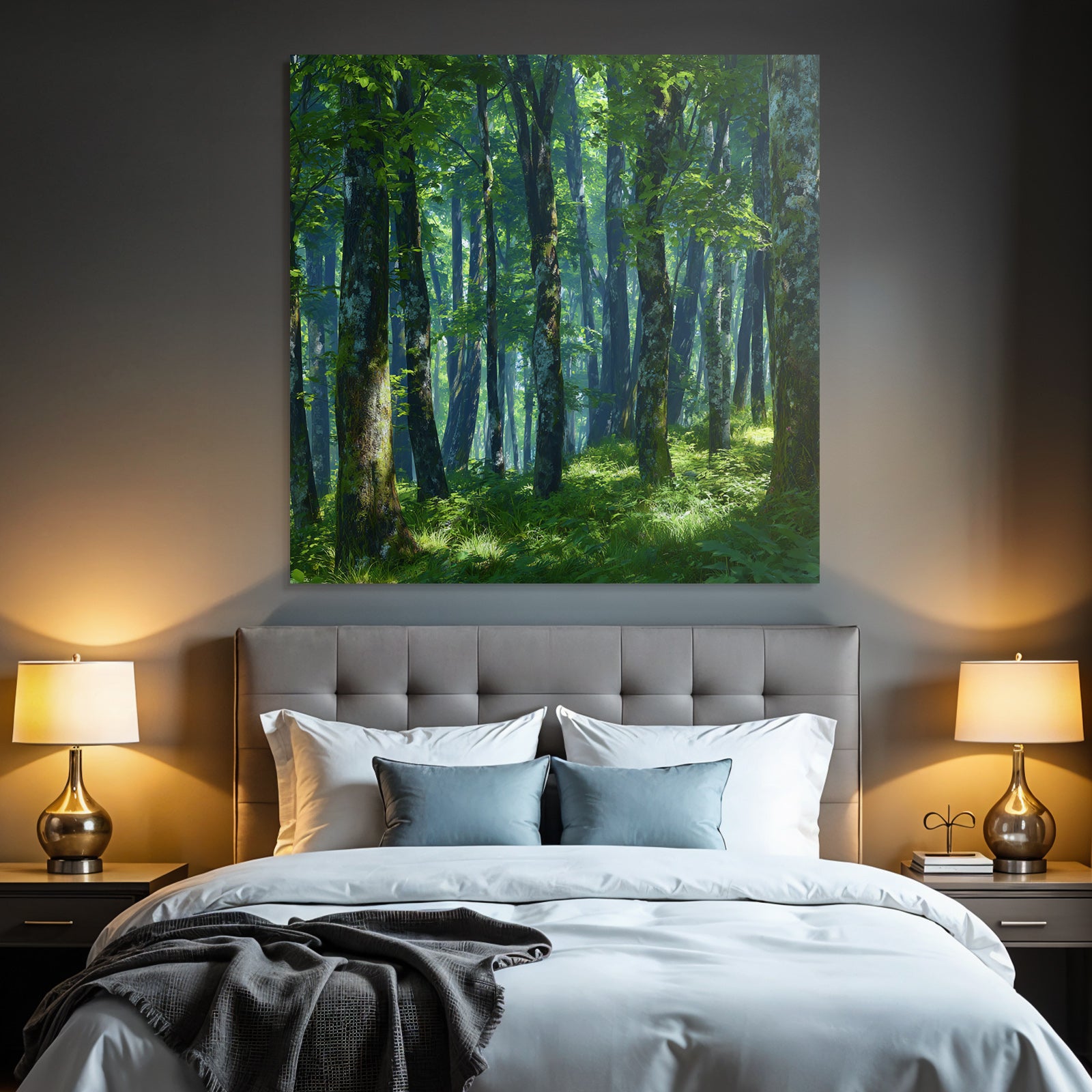 Forests and meadows Green forest Light through the trees Peaceful atmosphere