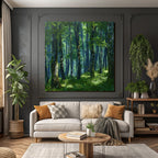 Forests and meadows Green forest Light through the trees Peaceful atmosphere
