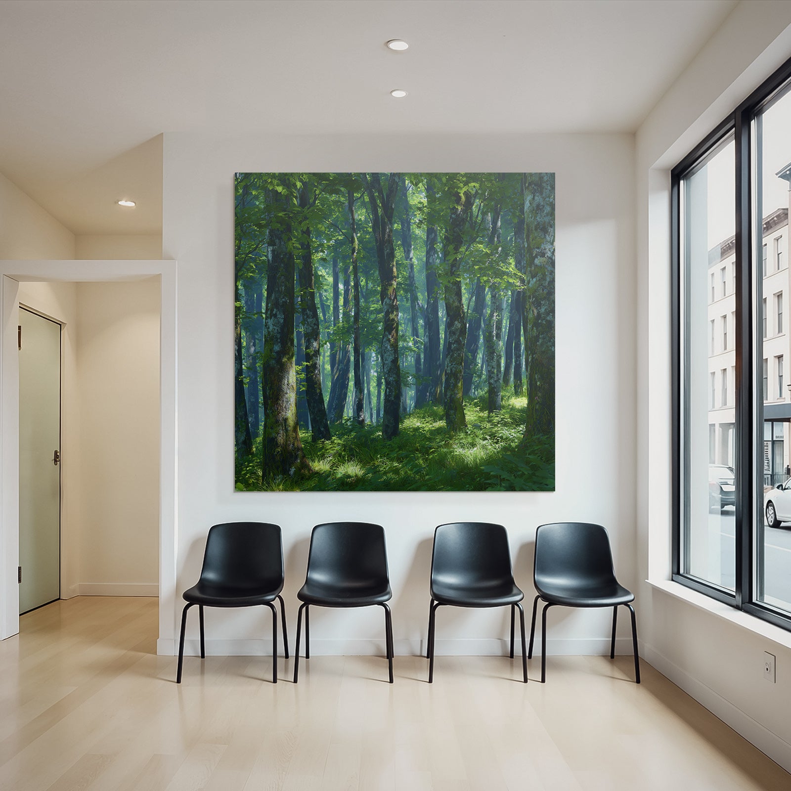Forests and meadows Green forest Light through the trees Peaceful atmosphere