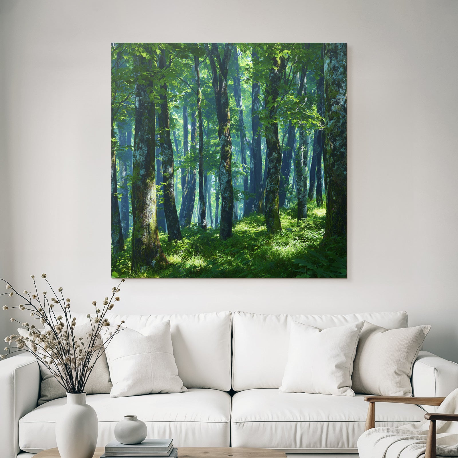 Forests and meadows Green forest Light through the trees Peaceful atmosphere