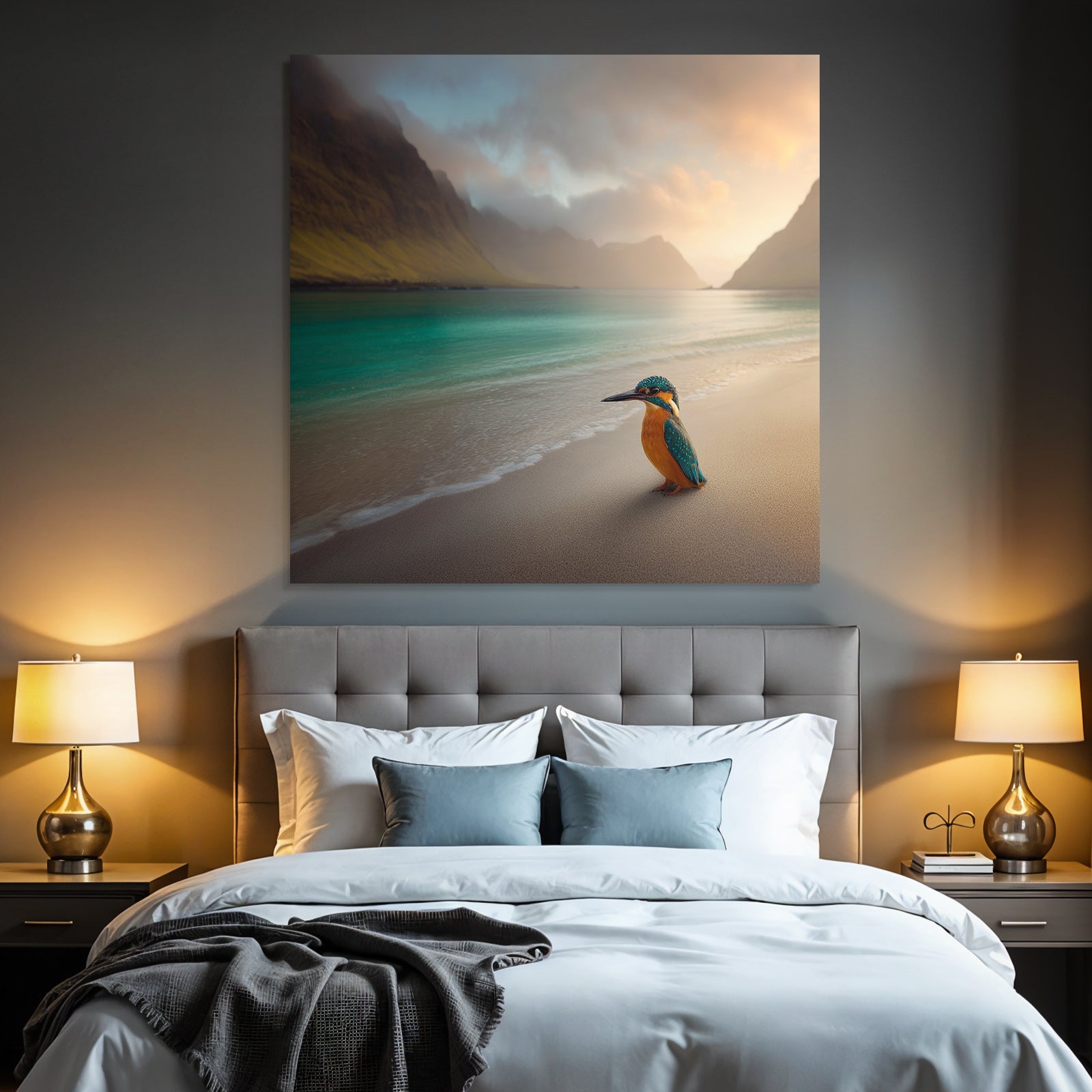 Forests and meadows Kingfisher suit Beach Water Mountain landscape Atmospheric sky