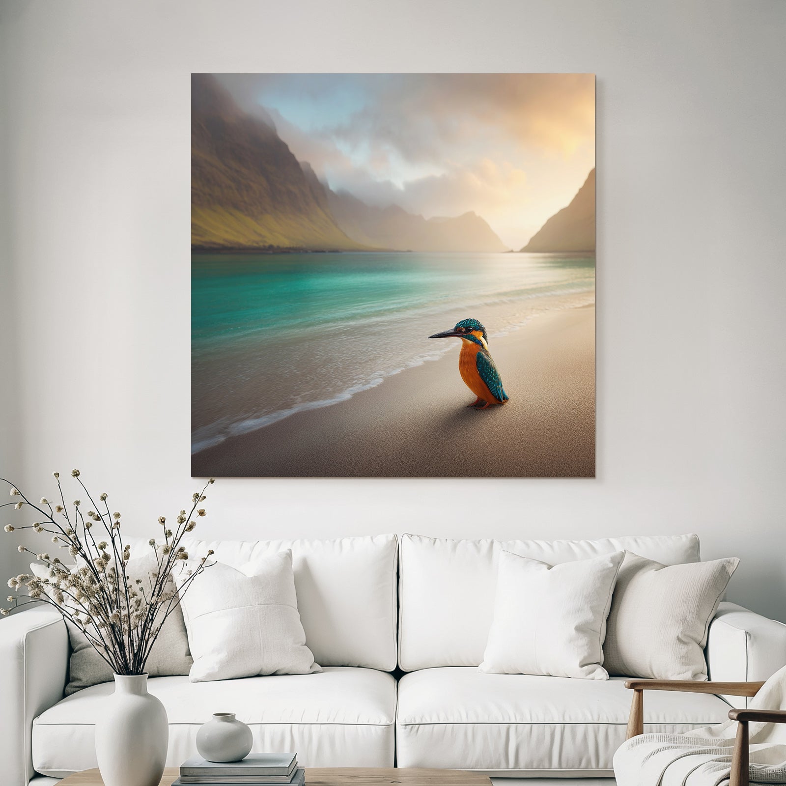 Forests and meadows Kingfisher suit Beach Water Mountain landscape Atmospheric sky