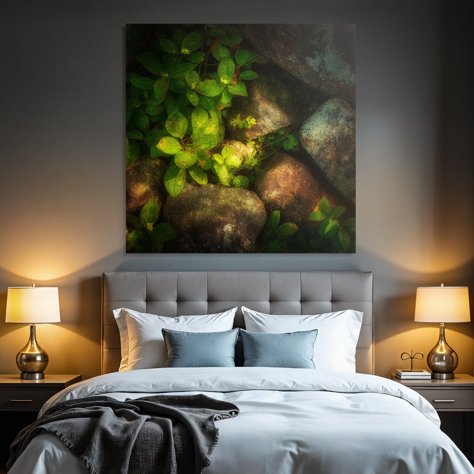 Forests and meadows Natural scenes with green leaves and stones