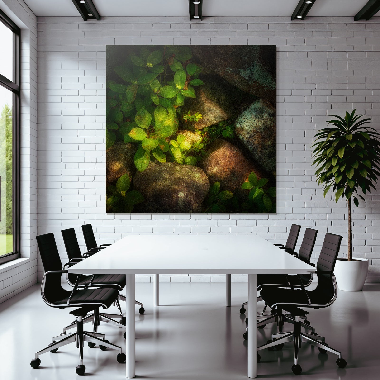 Forests and meadows Natural scenes with green leaves and stones