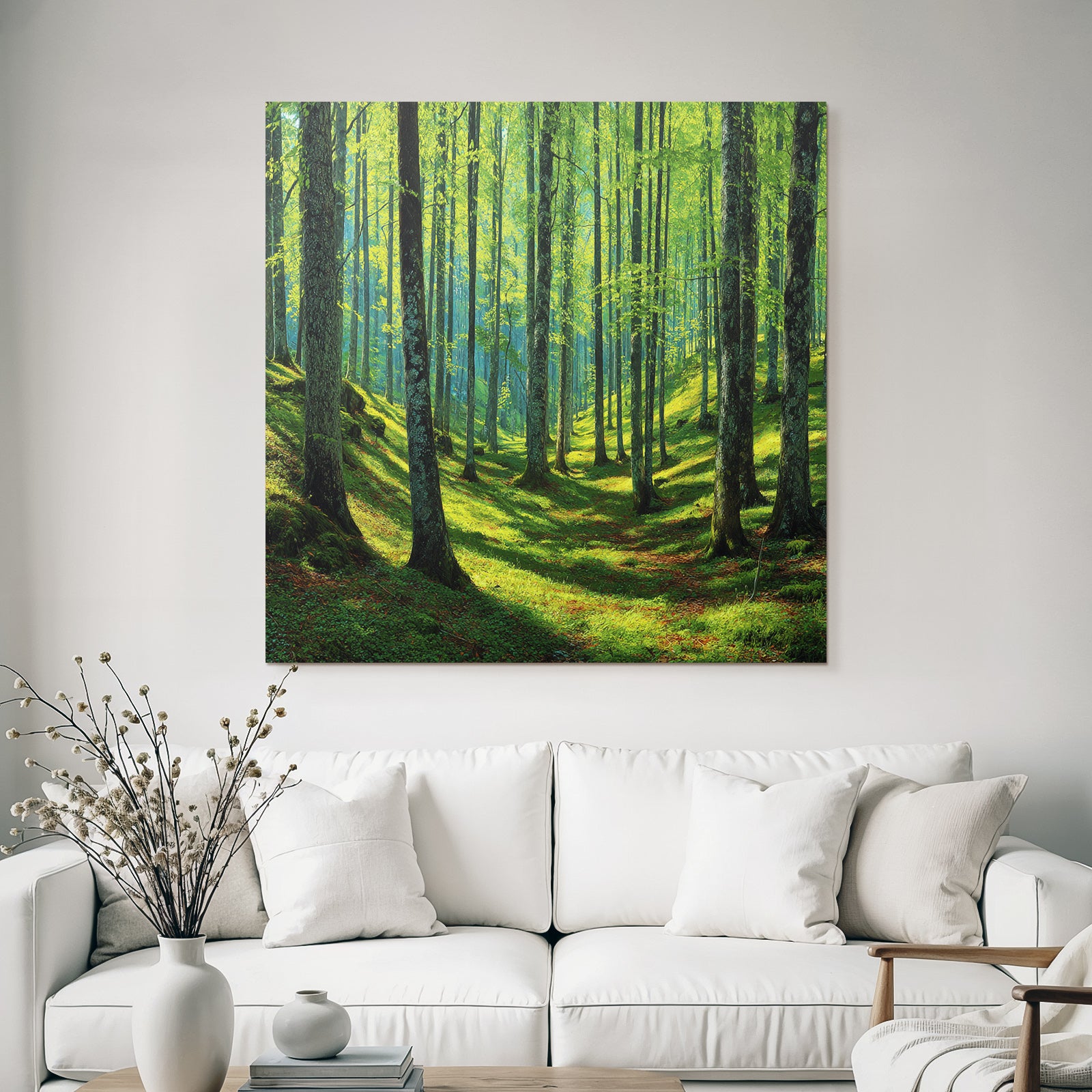Forests and meadows Quiet forest with light through trees and grassy ground