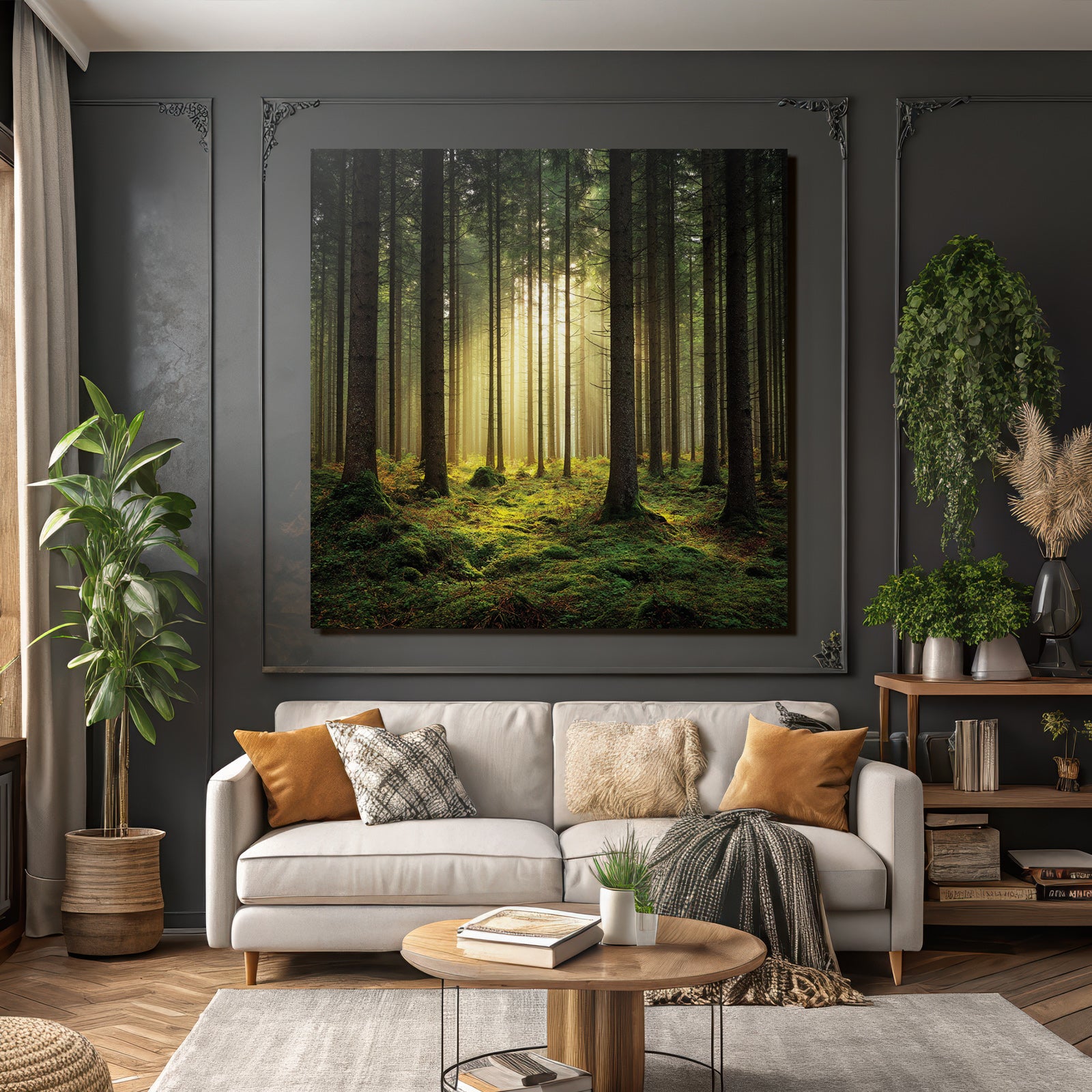 Forests and meadows. Tranquil forest scenes with trees and moss.