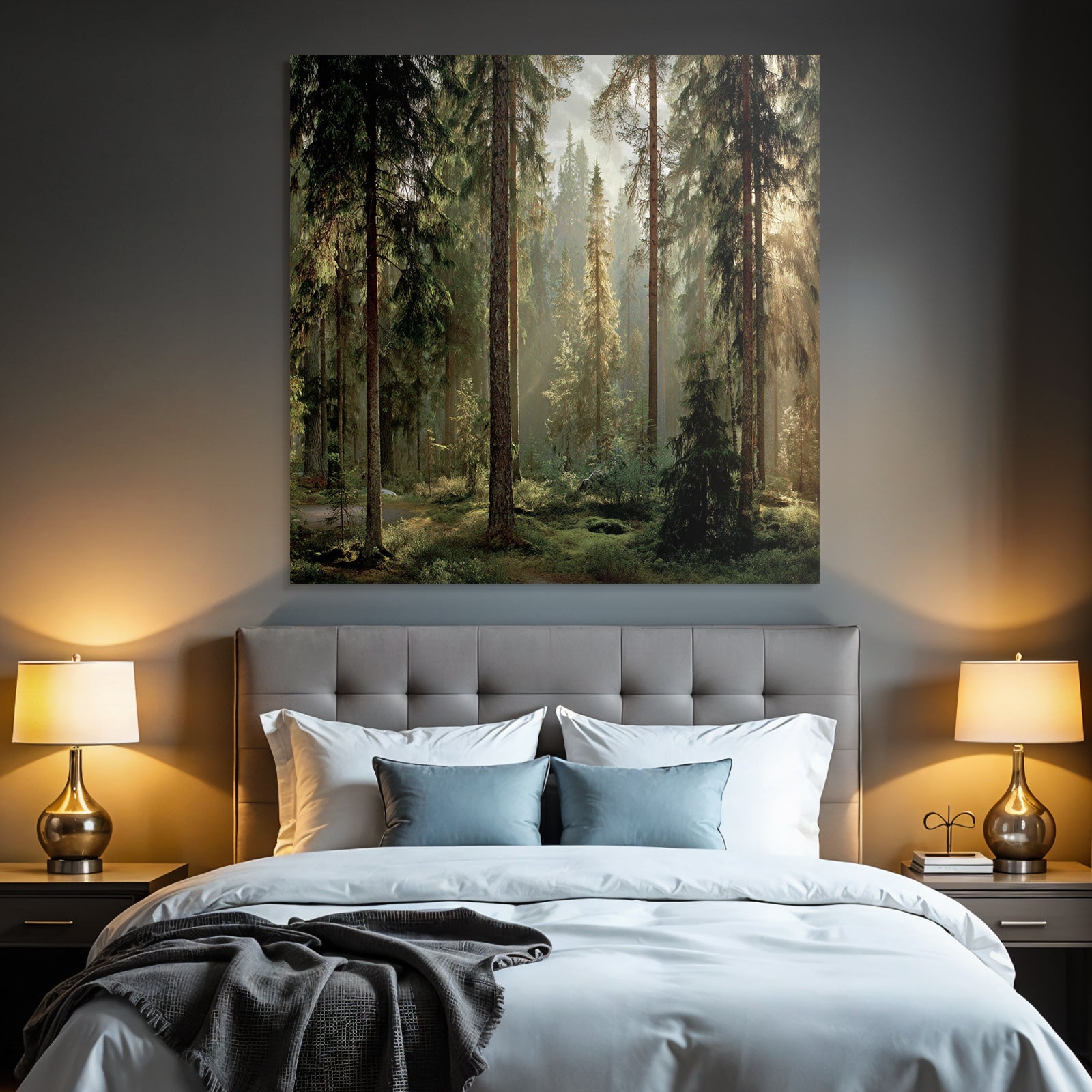 Forests and meadows, quiet forest landscape, early morning or late afternoon