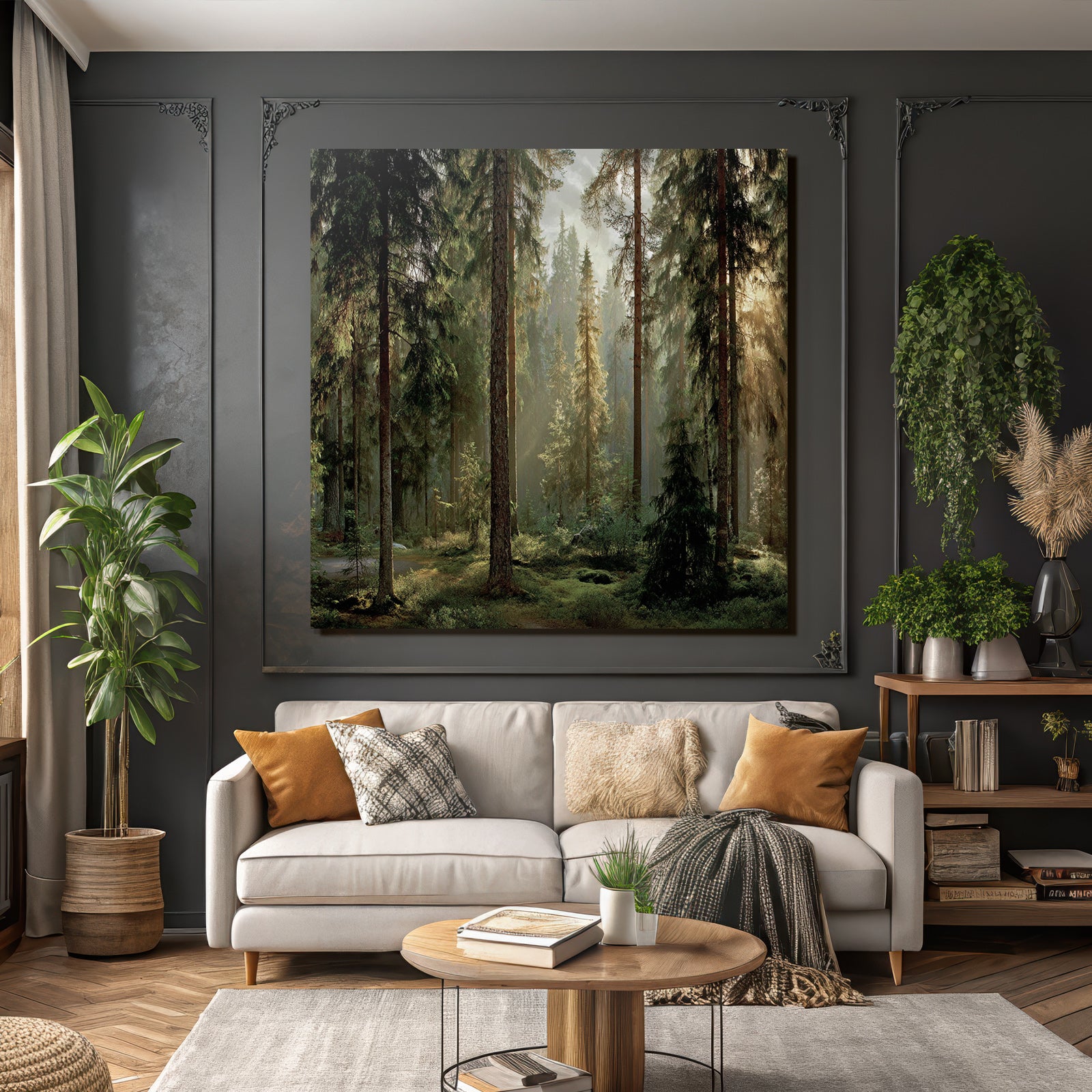 Forests and meadows, quiet forest landscape, early morning or late afternoon