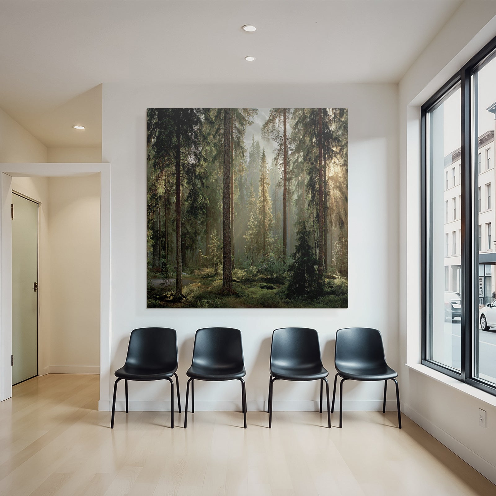 Forests and meadows, quiet forest landscape, early morning or late afternoon