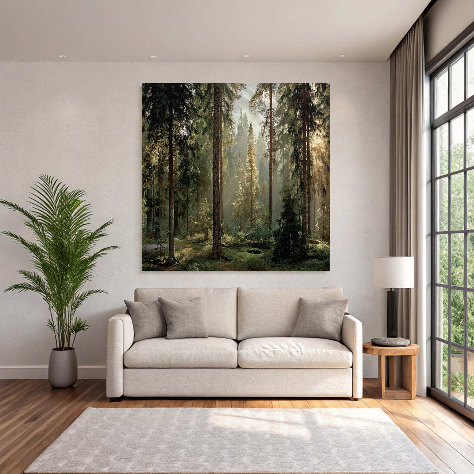 Forests and meadows, quiet forest landscape, early morning or late afternoon