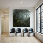 Forests and Meadows Serene Forest Scene with Mist and Airy Path Through Dense Plants