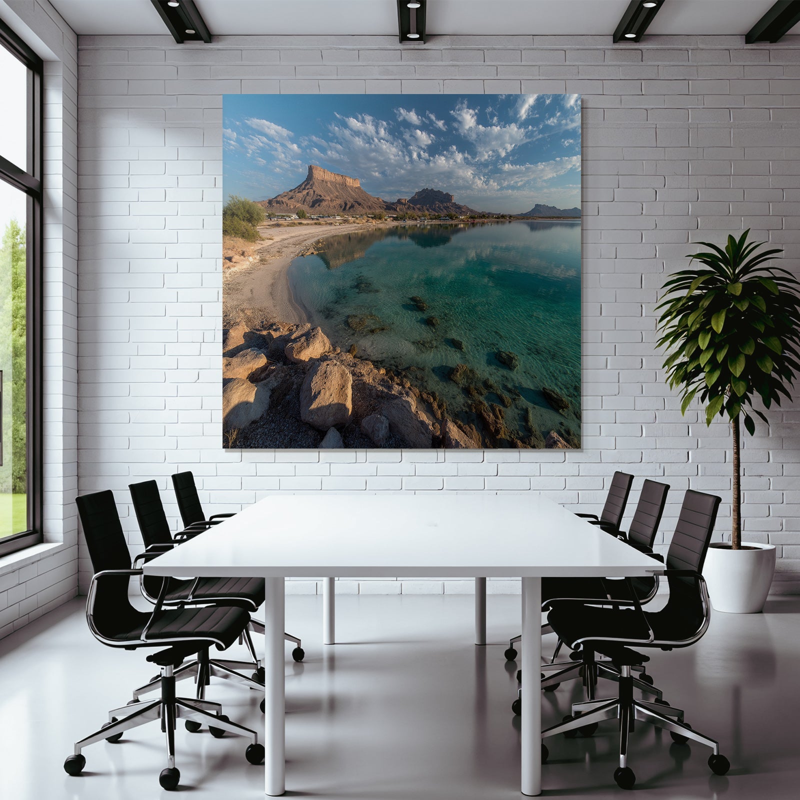 Forests and meadows, tranquil landscape with water, rocks and sandy beaches