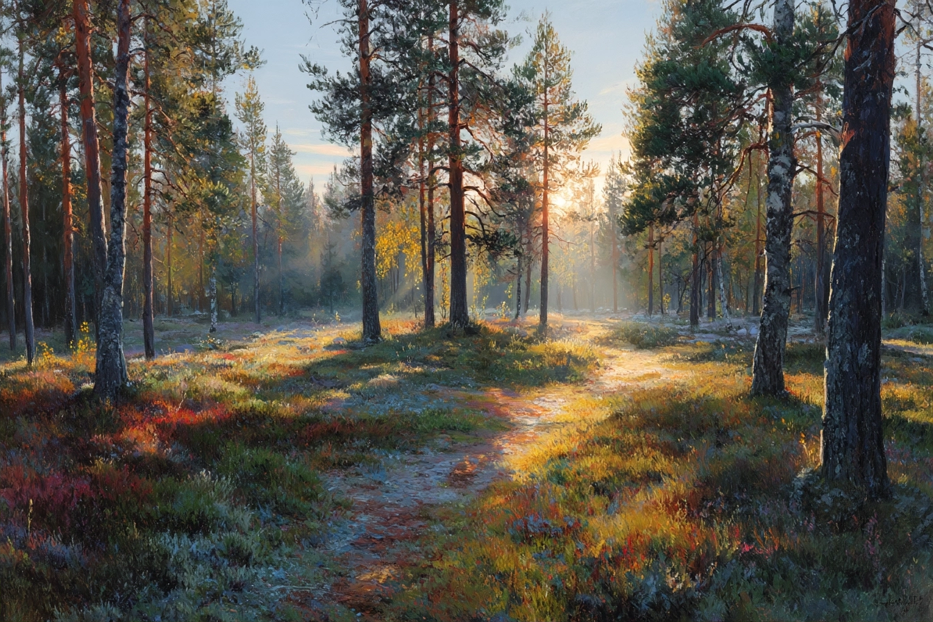 Wälder Und Wiesen Ruhiger Wald Mit Goldenem Licht | Waelder und Wiesen | Landschaften
