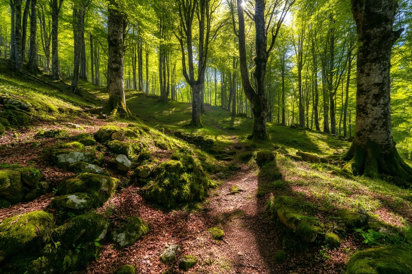 Wälder Und Wiesen Ruhiger Waldweg Mit Baumern Und Blättern | Waelder und Wiesen | Landschaften