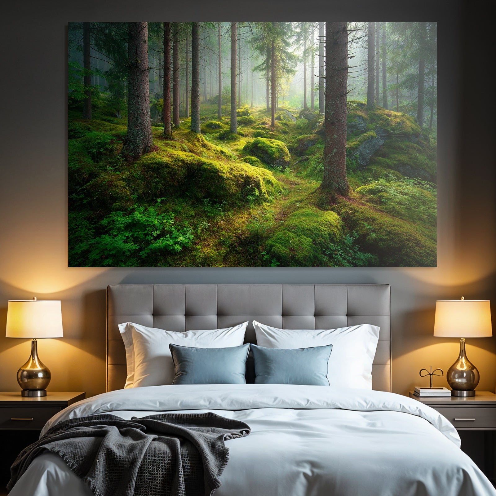 Wälder Und Wiesen Beruhigender Wald Mit Licht Schimming Moos Und Farnen