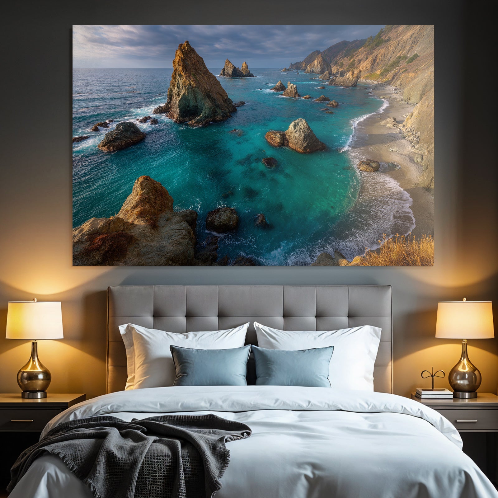 Wälder Und Wiesen Coastal Landscape Rocky Formations Vibrant Ocean Sandy Beach Lush Vegetation