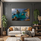 Wälder Und Wiesen Coastal Landscape Rocky Formations Vibrant Ocean Sandy Beach Lush Vegetation