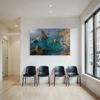 Wälder Und Wiesen Coastal Landscape Rocky Formations Vibrant Ocean Sandy Beach Lush Vegetation
