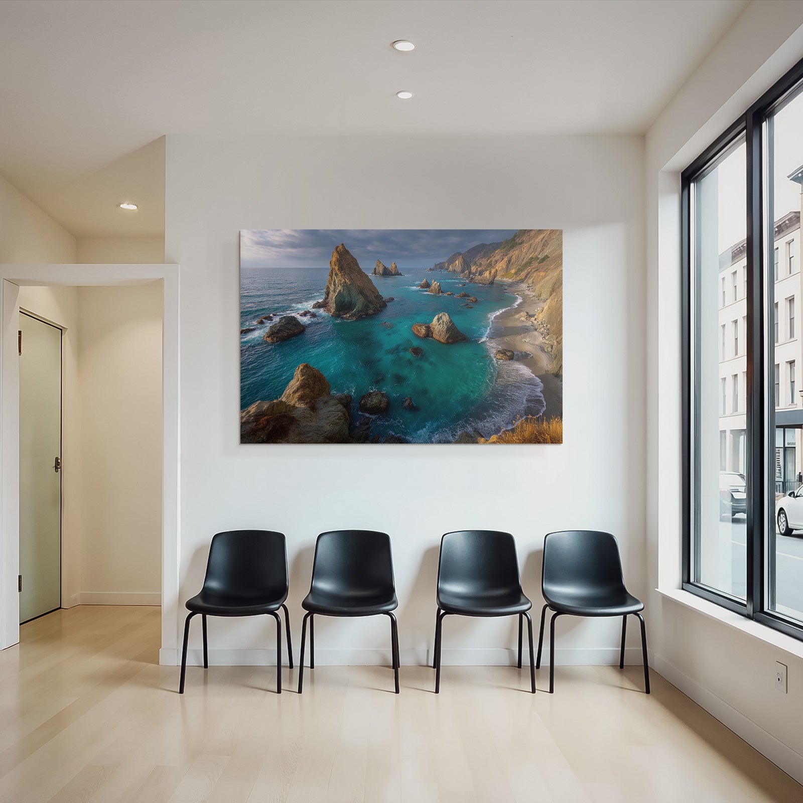 Wälder Und Wiesen Coastal Landscape Rocky Formations Vibrant Ocean Sandy Beach Lush Vegetation