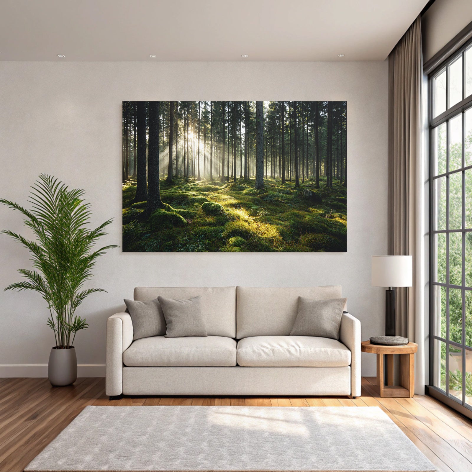Wälder Und Wiesen Friedlicher Wald Mit Sonnenlicht Und Grünem Moos