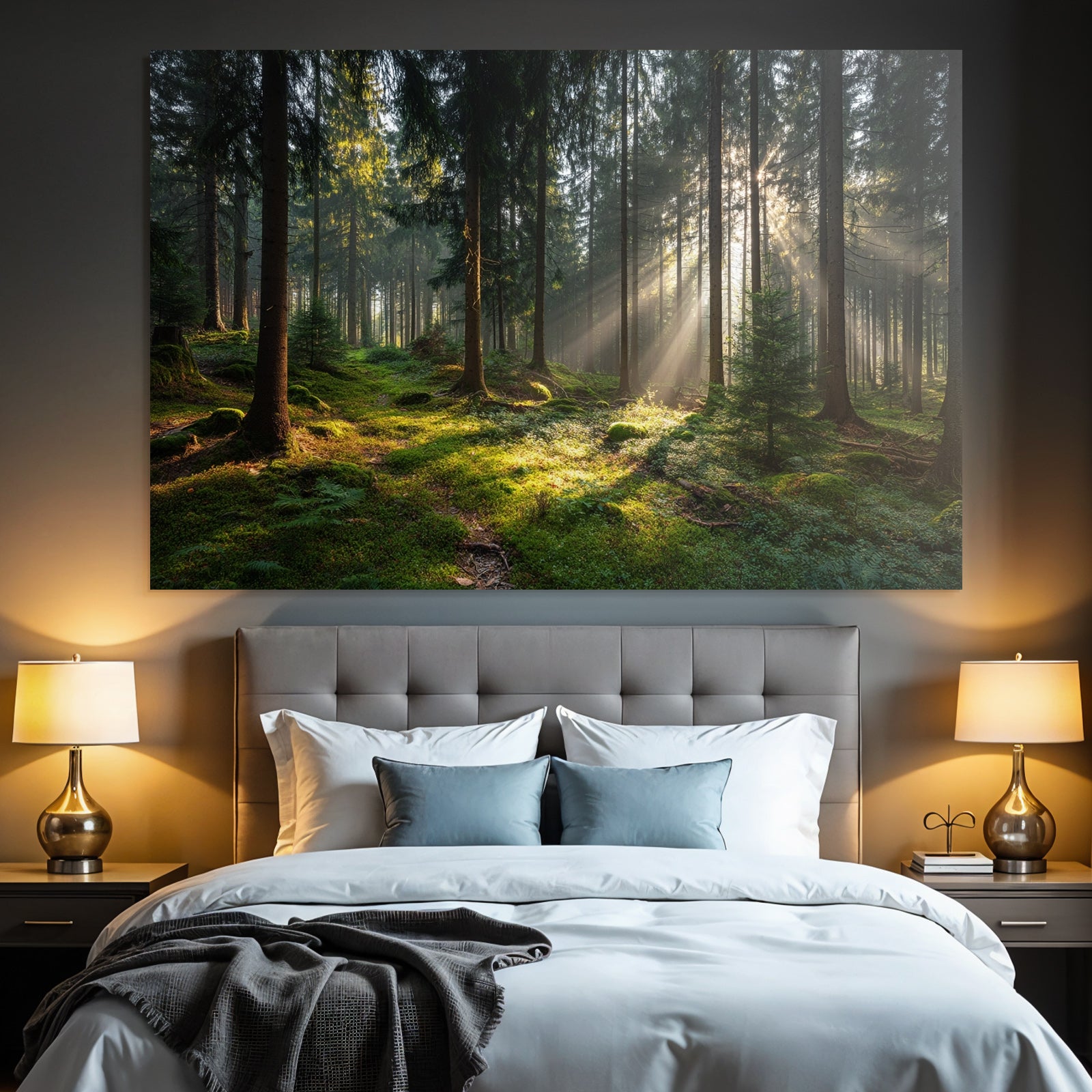 Wälder Und Wiesen Friedlicher Wald Mit Sonnenstrahlen Und Moos Bedecktem Boden