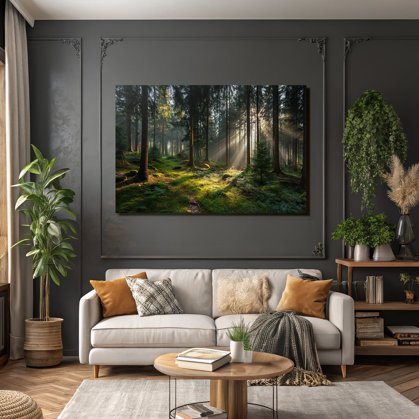 Wälder Und Wiesen Friedlicher Wald Mit Sonnenstrahlen Und Moos Bedecktem Boden