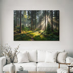 Wälder Und Wiesen Friedlicher Wald Mit Sonnenstrahlen Und Moos Bedecktem Boden