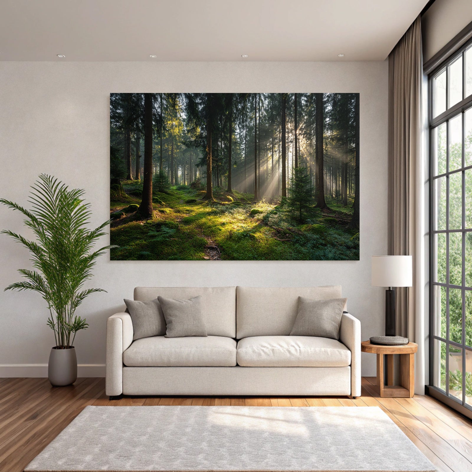 Wälder Und Wiesen Friedlicher Wald Mit Sonnenstrahlen Und Moos Bedecktem Boden