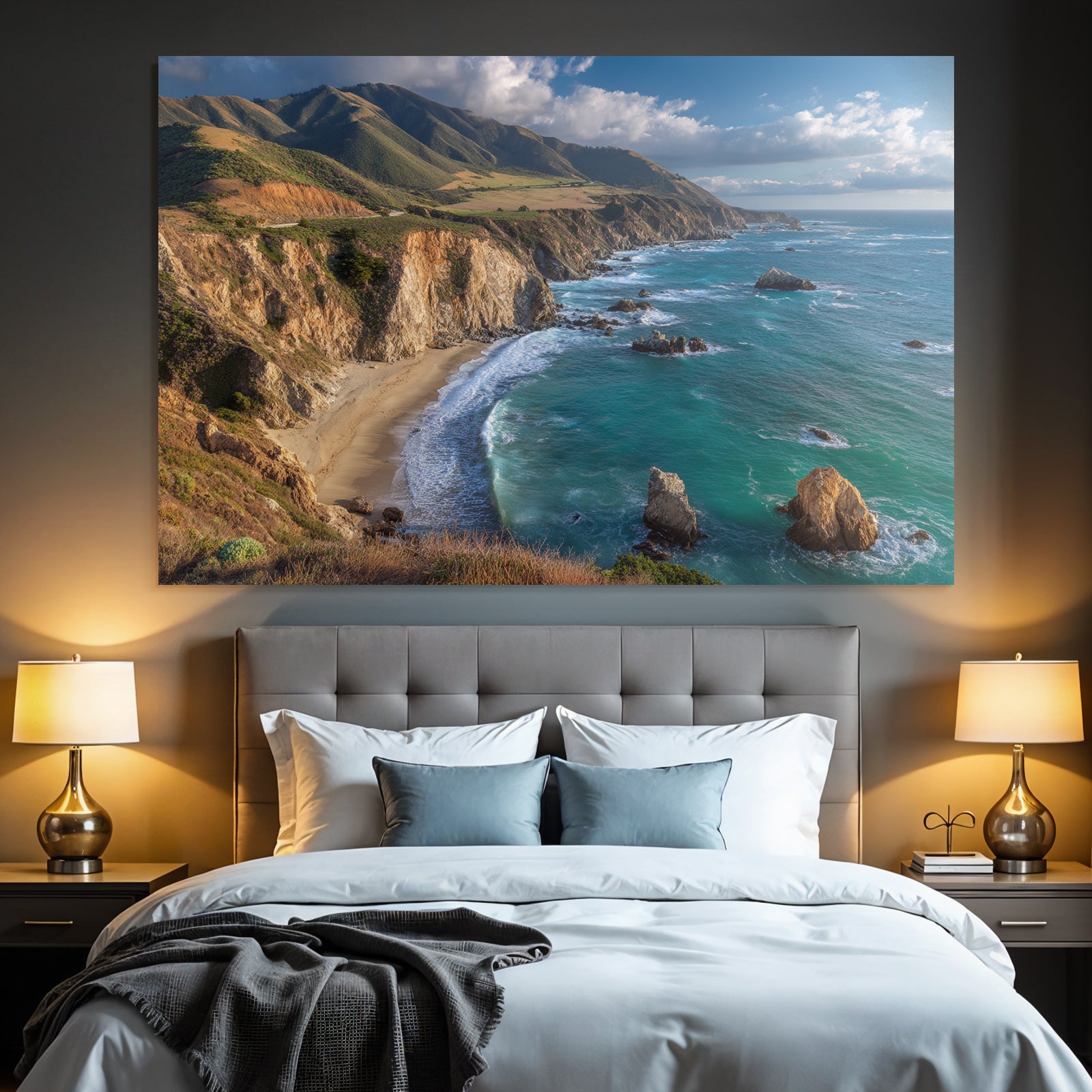 Wälder Und Wiesen Küstenschönheit Mit Felsen Strand Und Meer