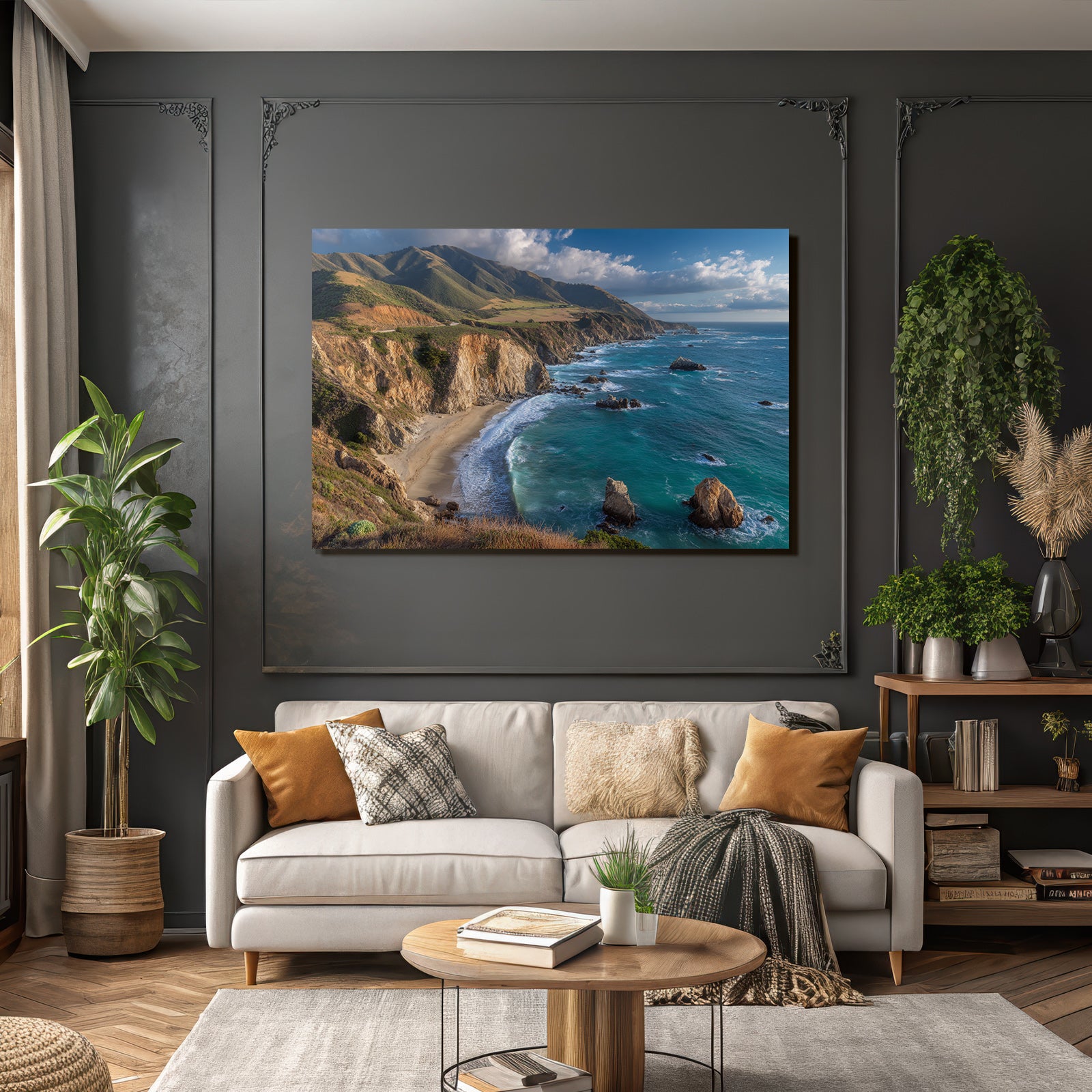 Wälder Und Wiesen Küstenschönheit Mit Felsen Strand Und Meer
