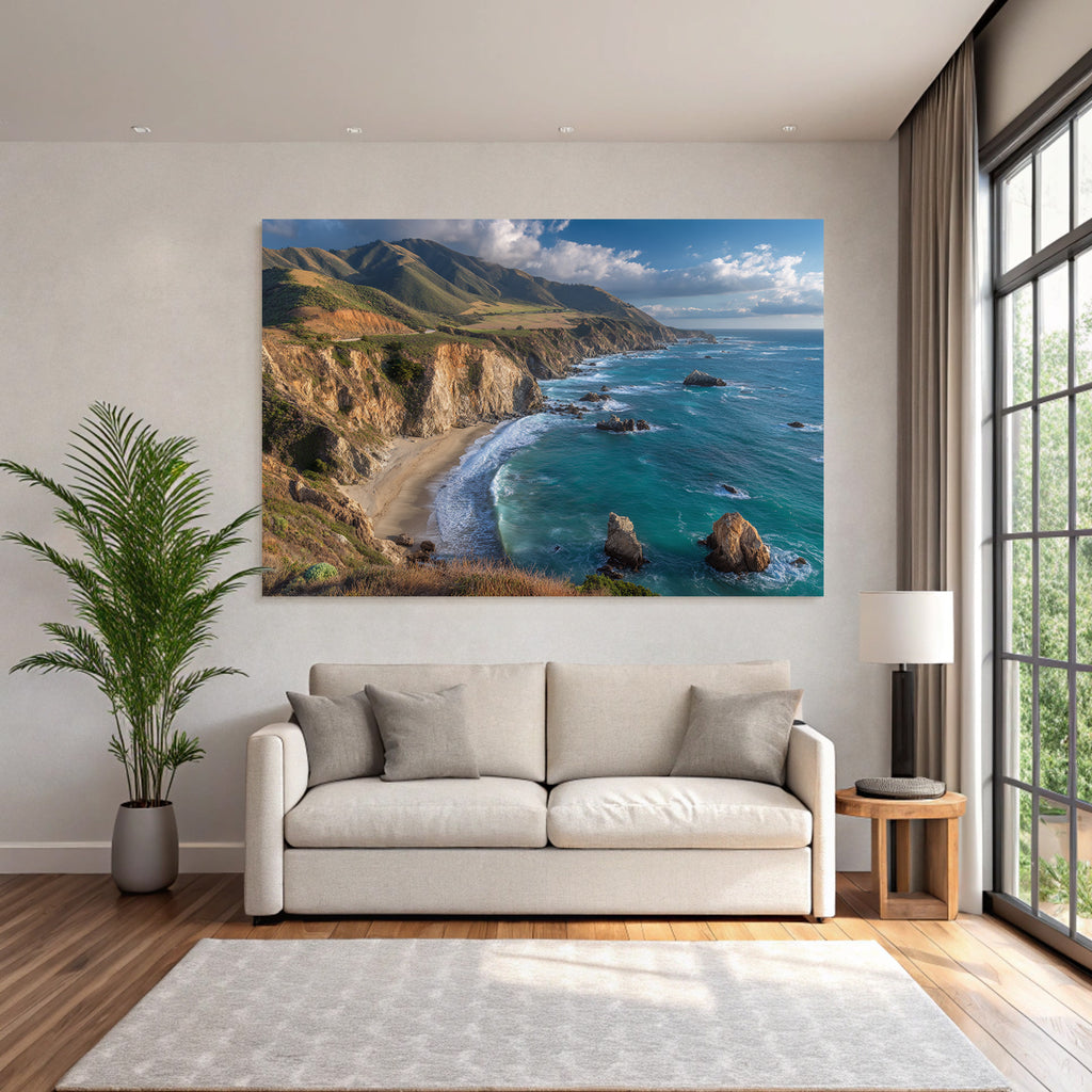 Wälder Und Wiesen Küstenschönheit Mit Felsen Strand Und Meer