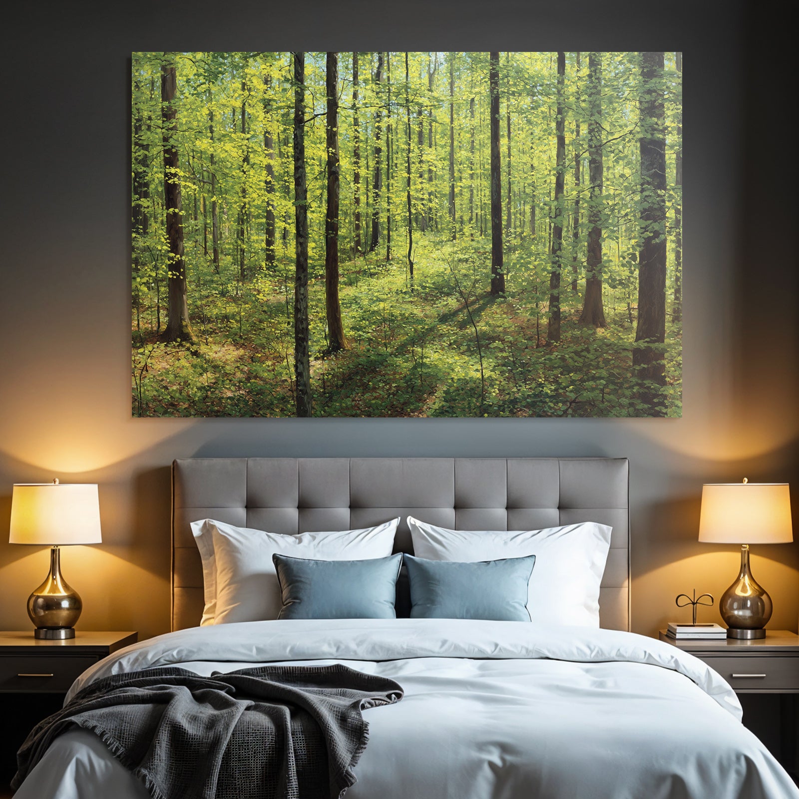 Forests and meadows Lush forest scene with trees and greenery in sunshine