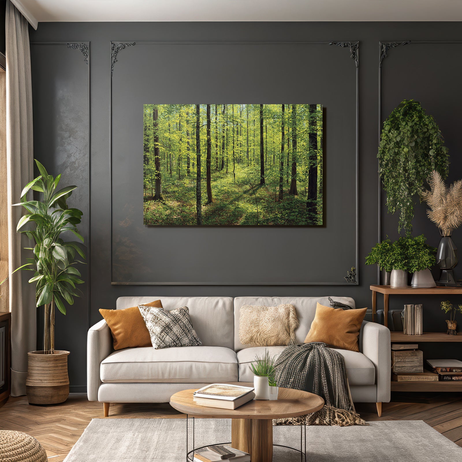 Forests and meadows Lush forest scene with trees and greenery in sunshine