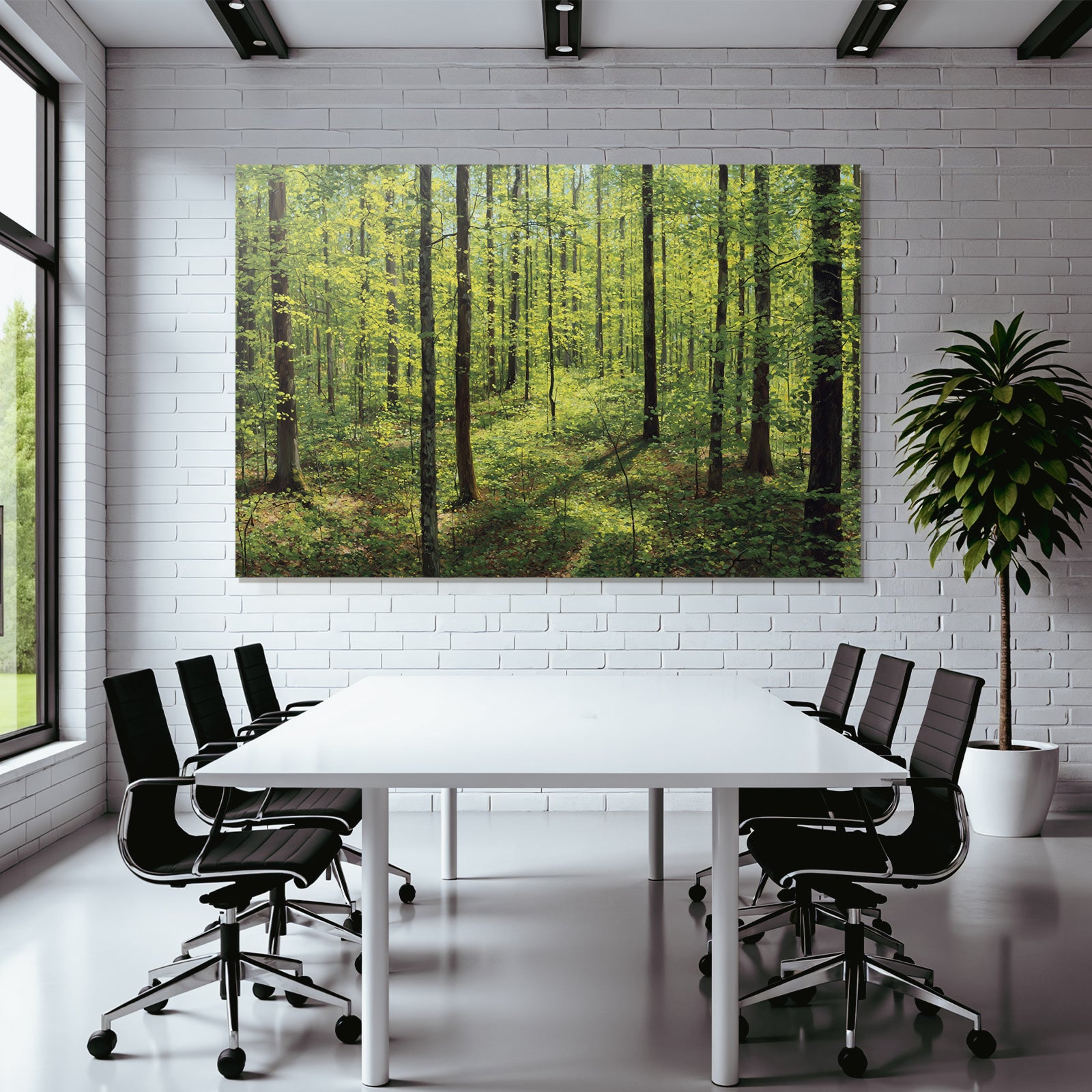 Forests and meadows Lush forest scene with trees and greenery in sunshine