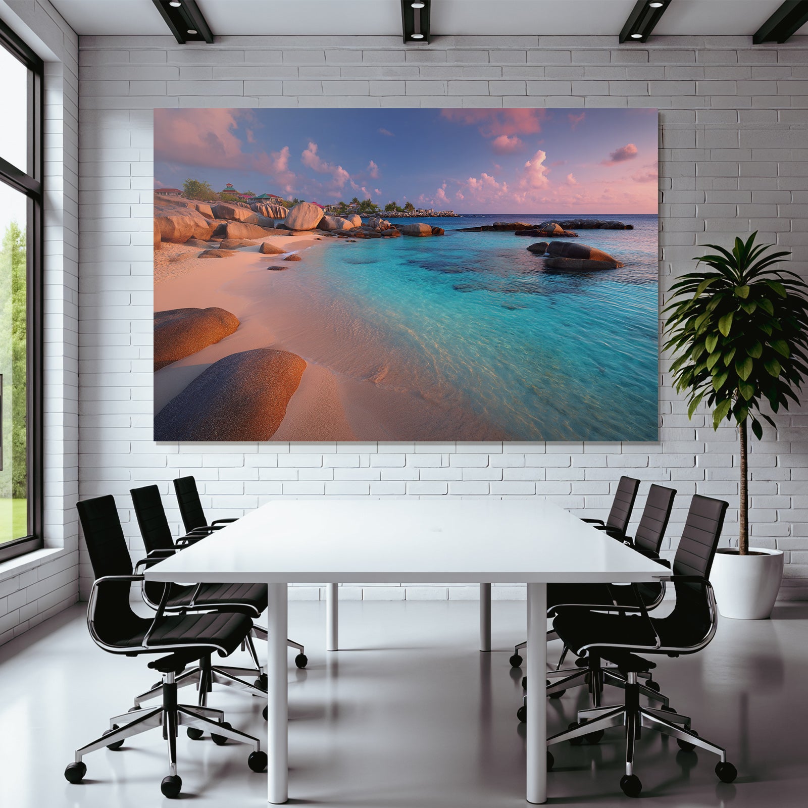 Forests and meadows Quiet beach with soft pebbles and turquoise water at sunrise